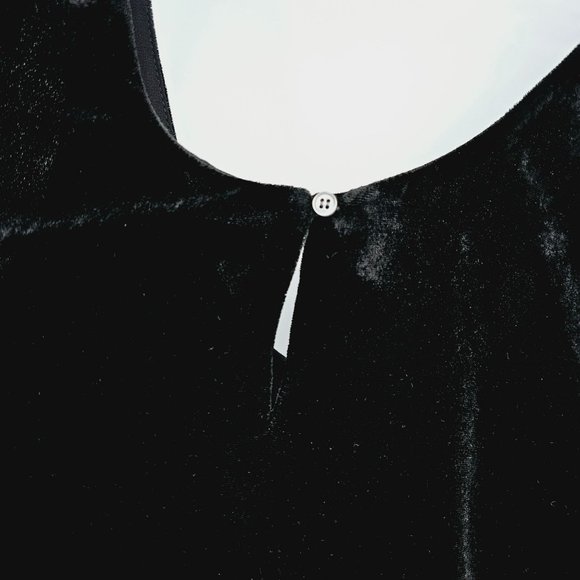 J Crew Velvet Tank Top 0 Black Lined Keyhole Button Back Classic Versatile Chic - Picture 9 of 11